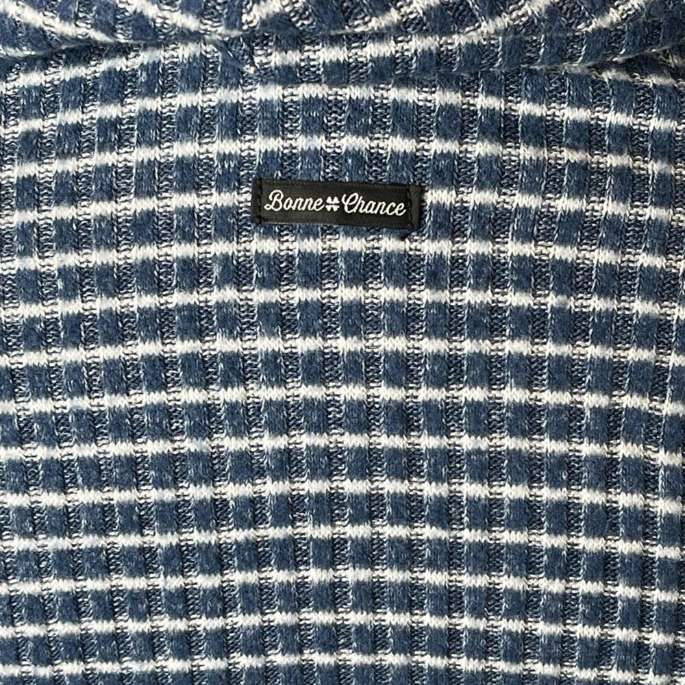 Lucky Brand Women's Cowl Neck Sweater Bonne Chance Striped Pullover Blue MED - Picture 10 of 10